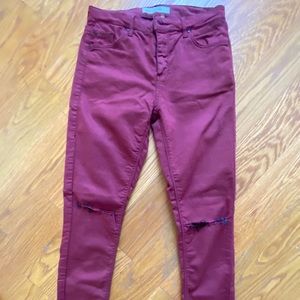 Topshop Moto Leigh Maroon Jeans- 28
